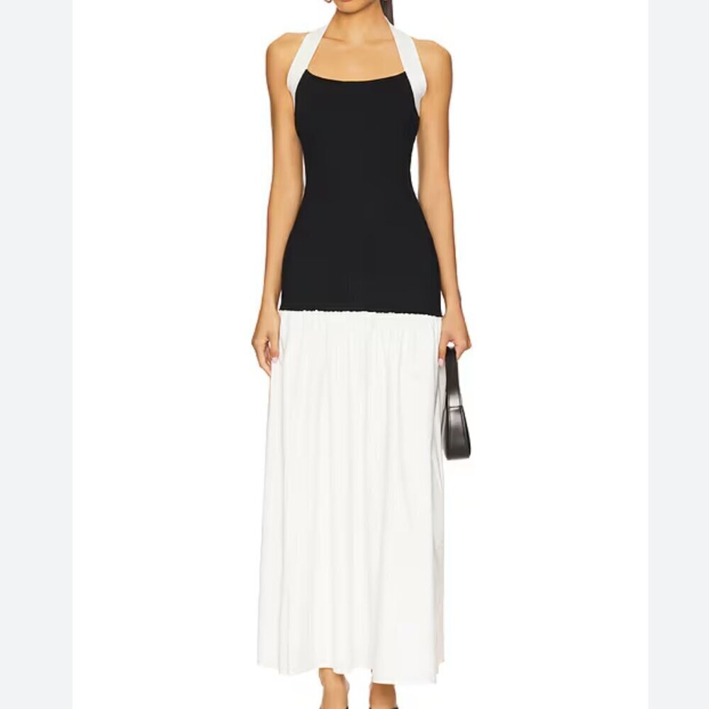 Line & Dot Kohl Mix-media Maxi Dress in Black & White size small